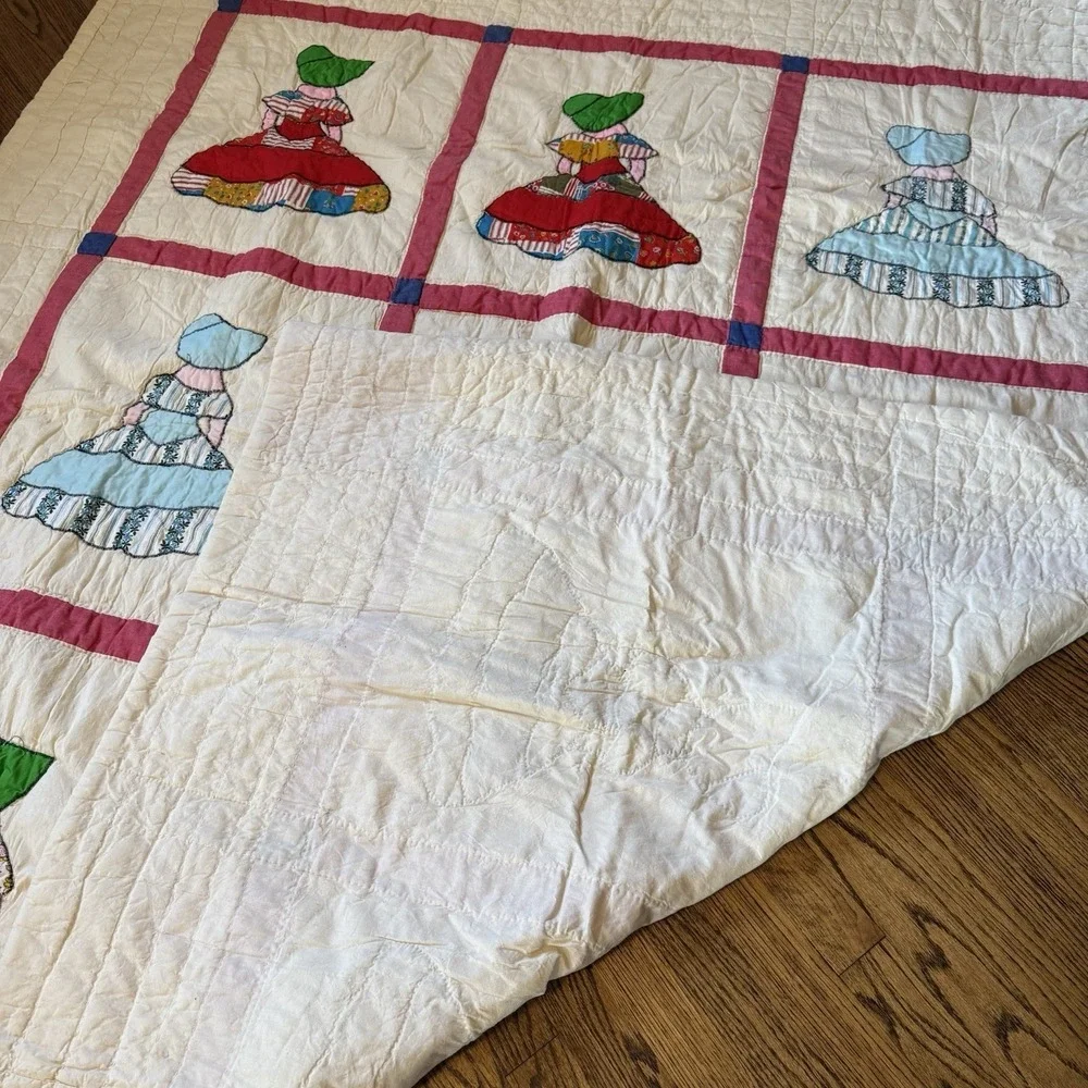 Vintage Handmade Quilt Sunbonnet Sue Southern Belle 71
